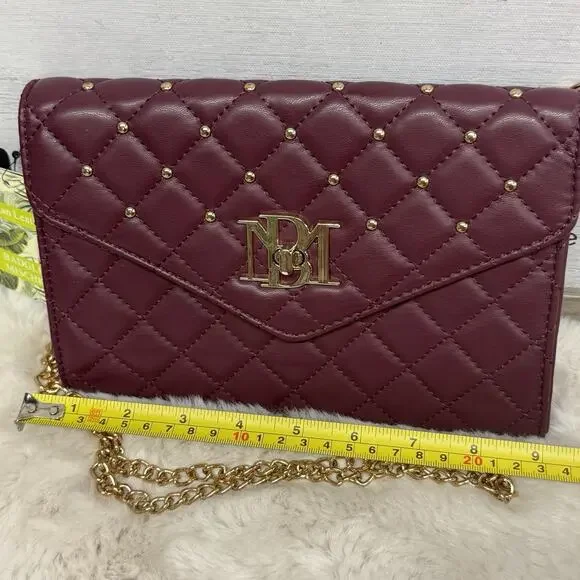 Badgley Mischka Plum Diamond Quilt Convertible Crossbody Bag Vegan NEW NWT - Picture 10 of 14
